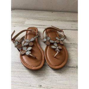 Palms girls rhinestone sandals with adjustable strap